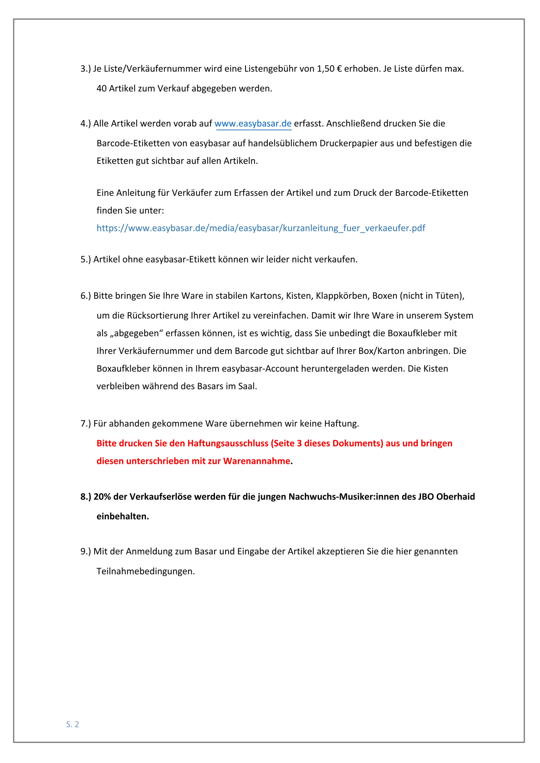 Verkäuferinformationen Spielzeug-Basar Herbst 2026, Seite 2